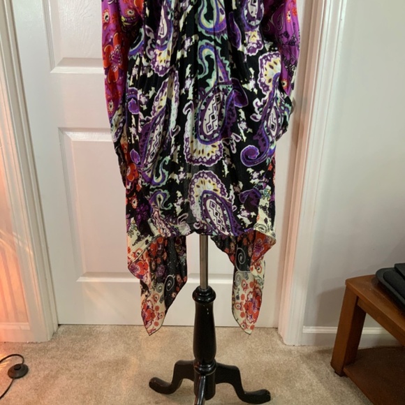 Free People Kimono Boho Festival Asymmetrical Floral Long Duster Hippie One Size - Picture 10 of 12